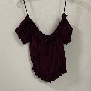 Forever 21 Maroon Off the Shoulder Top